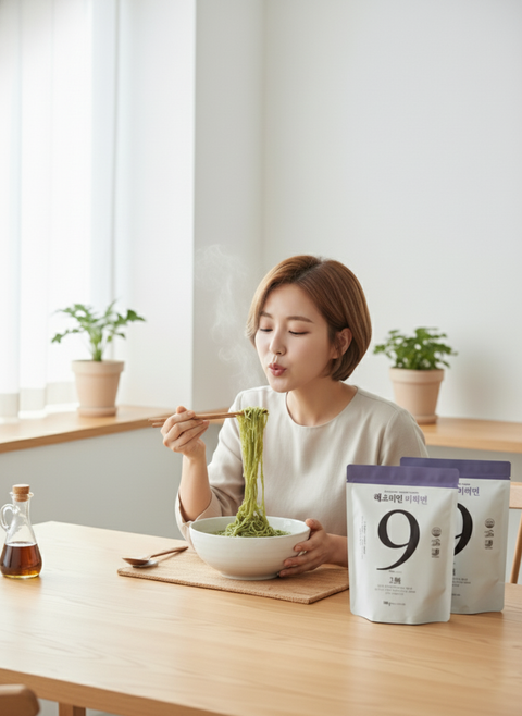 a woman about to eat healthy korean noodle