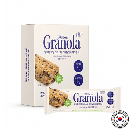 BALBOA Low Sugar Crispy Granola Bar  Sesame Crunch 20g 12 Pack / 저당 크리스피 그래놀라바 깨크런치 20g 12개입