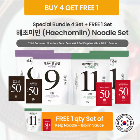 [BUY 4 GET 1 FREE] Korean Seaweed &amp; Kelp Noodle Set with Soba and Bibim Sauce