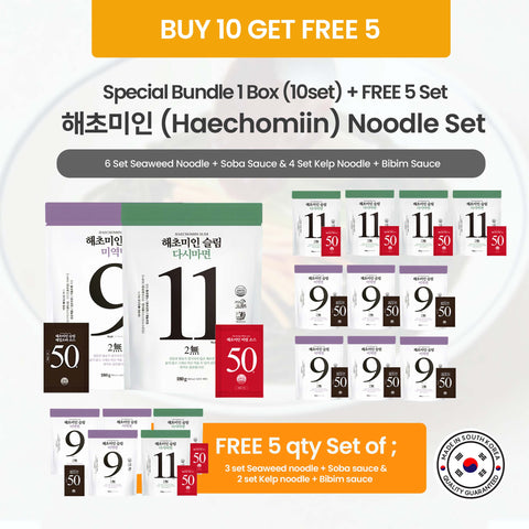 [BUY 10 GET 5 FREE] Korean Seaweed & Kelp Noodle Set with Soba and Bibim Sauce