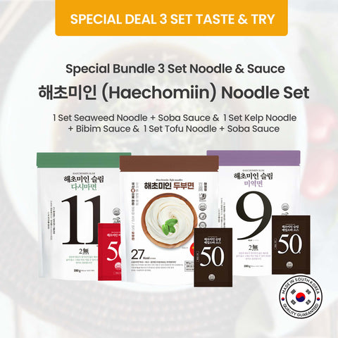[TASTE &TRY] 3 Mixed Set Korean Seaweed, Kelp Noodle and Tofu noodle Set with Sauce