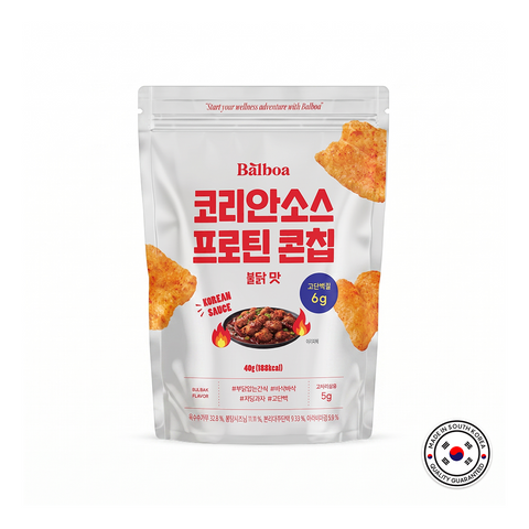 BALBOA Korean Sauce Protein  Corn Chips Buldak 40g / 발보아 저당 프로틴 콘칩 불닭 40g