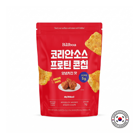 BALBOA Korean Sauce Protein Corn Chips  Seasoned Chicken 40g / 발보아 저당 프로틴 콘칩 양념치킨 40g
