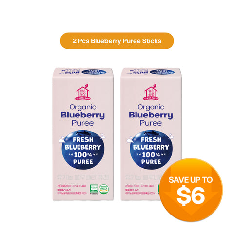 Organic Blueberry Puree 20ml x 14 Sticks Bundle – 100% Fresh Blueberry Fruit Puree