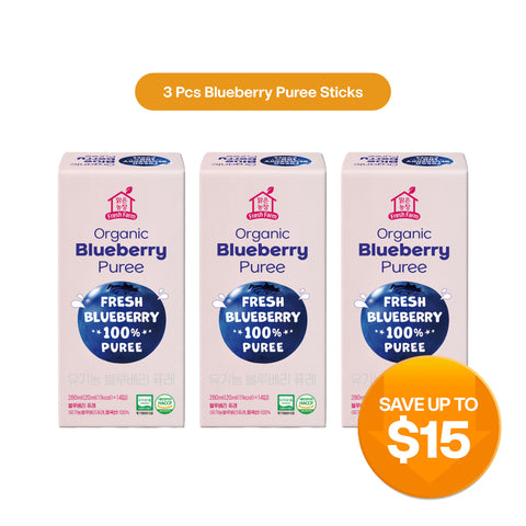 Organic Blueberry Puree 20ml x 14 Sticks Bundle – 100% Fresh Blueberry Fruit Puree