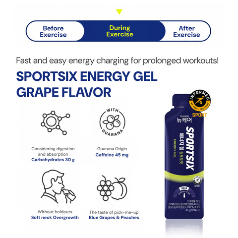 SPORTSIX ENERGY GEL Grape (45g x 8 sachets) / 뉴케어 스포식스 에너지 젤 청포도 맛 45g 8포