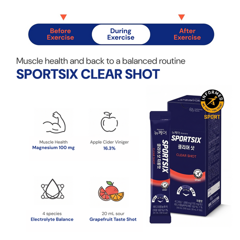 SPORTSIX CLEAR SHOT (20ml x 10pcs/box) / 뉴케어 스포식스 에너지 젤 청포도 맛 45g 8포