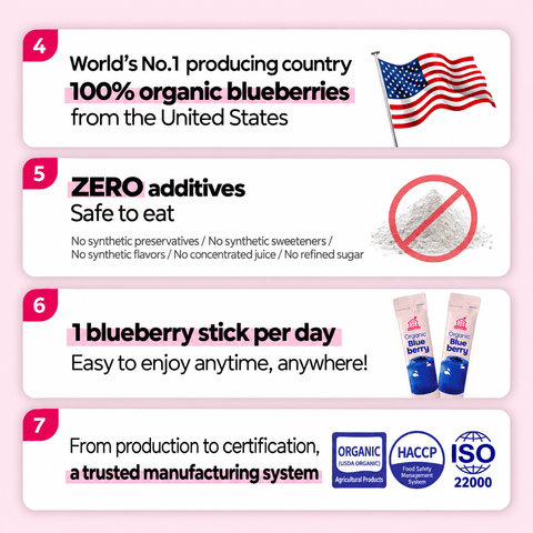Malgeun Farm Organic Blueberry Puree Sticks  20ml x 14 Packets