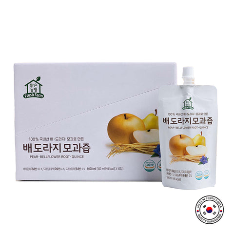 Clear Farm 100% Pear Bellflower Root Juice 100ml x 10pcs / 100% 맑은농장 국내산 배 도라지 즙