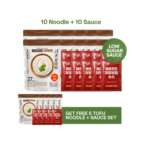 Haechomiin Tofu 27kcal Noodles Set with Low Sugar 35kcal Bibim - 25kcal Soy Sauce