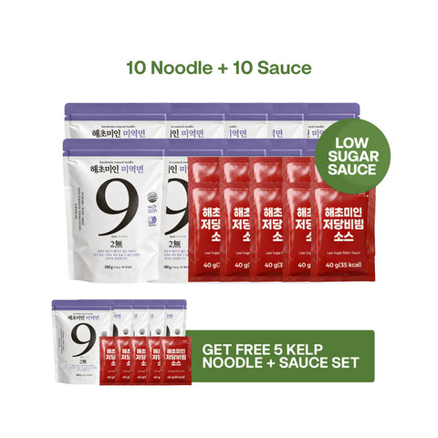Haechomiin Seaweed 9kcal Noodles Set with Low Sugar 35kcal Bibim - 25kcal Soy Sauce
