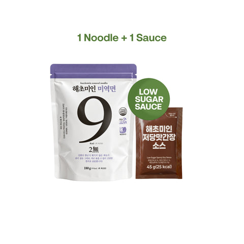 Haechomiin Seaweed 9kcal Noodles Set with Low Sugar 35kcal Bibim - 25kcal Soy Sauce