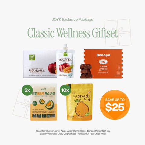 JOYK Classic Wellness Gift Set | Healthy Gift Box with Korean Carrot Apple Juice, Protein Bars & Healthy Snacks