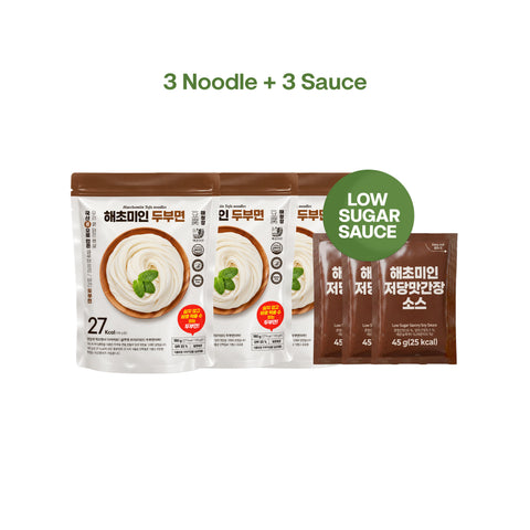 Haechomiin Tofu 27kcal Noodles Set with Low Sugar 35kcal Bibim - 25kcal Soy Sauce