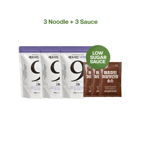 Haechomiin Seaweed 9kcal Noodles Set with Low Sugar 35kcal Bibim - 25kcal Soy Sauce