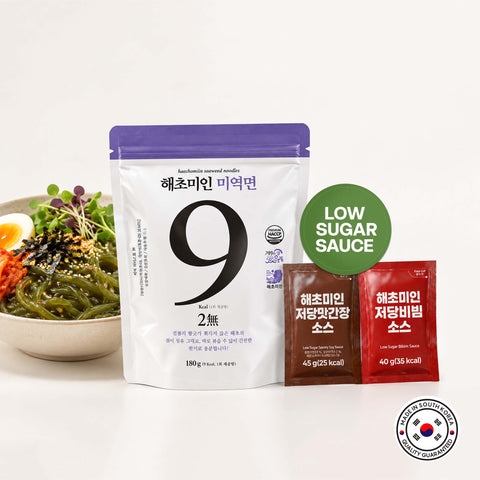 Haechomiin Seaweed 9kcal Noodles Set with Low Sugar 35kcal Bibim - 25kcal Soy Sauce