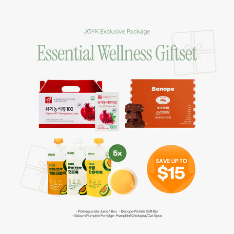 JOYK Essential Wellness Gift Set | Healthy Gift Box | Organic Pomegranate Juice, Protein Bars & Pumpkin Porridge