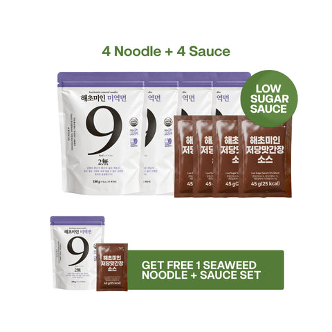 Haechomiin Seaweed 9kcal Noodles Set with Low Sugar 35kcal Bibim - 25kcal Soy Sauce