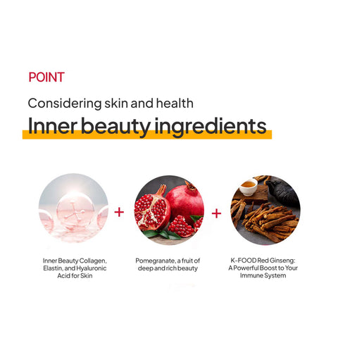 Inner Beauty Korean Red Ginseng Pomegranate Collagen Jelly Stick (20g x 14) /홍삼 석류 콜라겐 젤리스틱