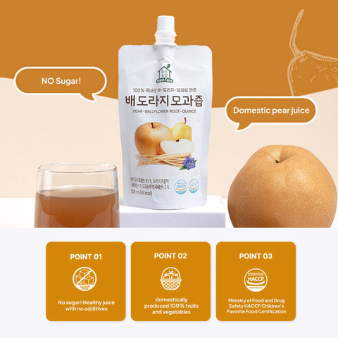 Clear Farm 100% Pear Bellflower Root Juice 100ml x 10pcs / 100% 맑은농장 국내산 배 도라지 즙