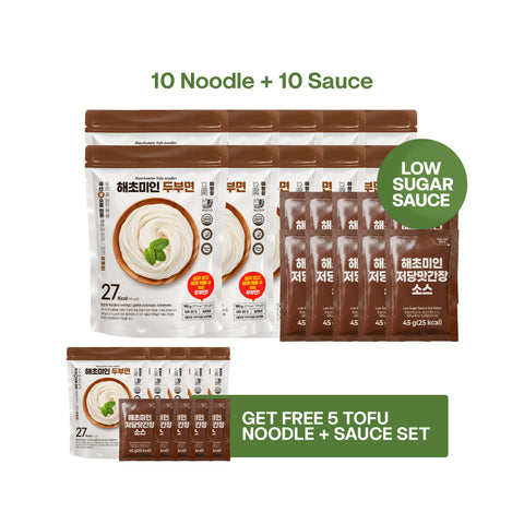 Haechomiin Tofu 27kcal Noodles Set with Low Sugar 35kcal Bibim - 25kcal Soy Sauce
