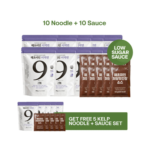 Haechomiin Seaweed 9kcal Noodles Set with Low Sugar 35kcal Bibim - 25kcal Soy Sauce