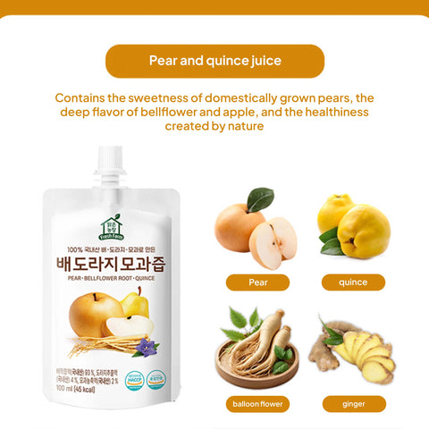 Clear Farm 100% Pear Bellflower Root Juice 100ml x 10pcs / 100% 맑은농장 국내산 배 도라지 즙