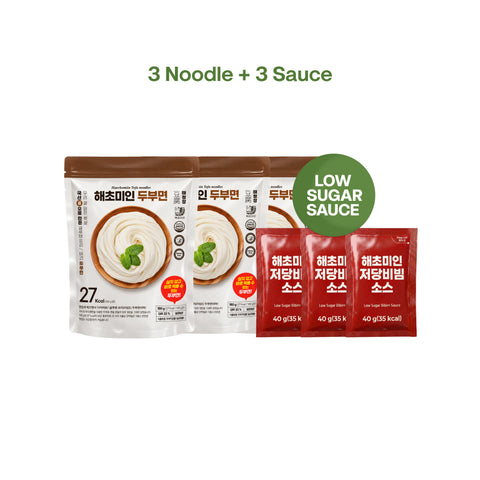 Haechomiin Tofu 27kcal Noodles Set with Low Sugar 35kcal Bibim - 25kcal Soy Sauce
