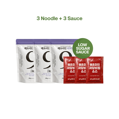 Haechomiin Seaweed 9kcal Noodles Set with Low Sugar 35kcal Bibim - 25kcal Soy Sauce