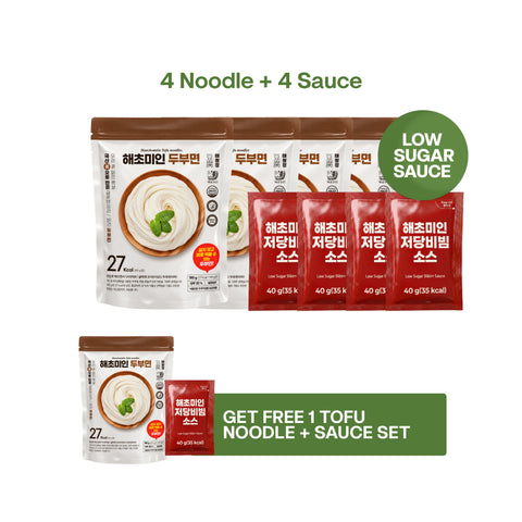 Haechomiin Tofu 27kcal Noodles Set with Low Sugar 35kcal Bibim - 25kcal Soy Sauce