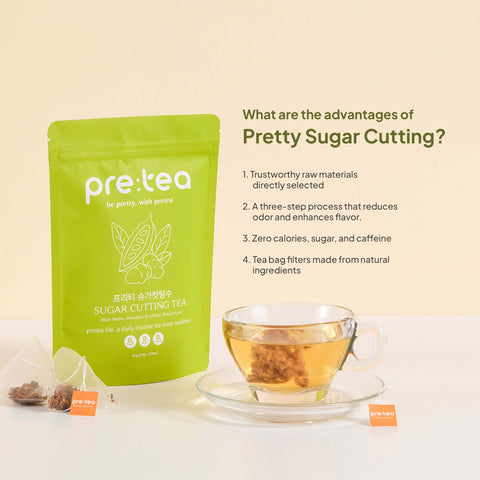 Pre:tea Sugar Cutting Herbal Tea, 1.5g × 20 Tea Bags / 프리티 슈가컷팅수