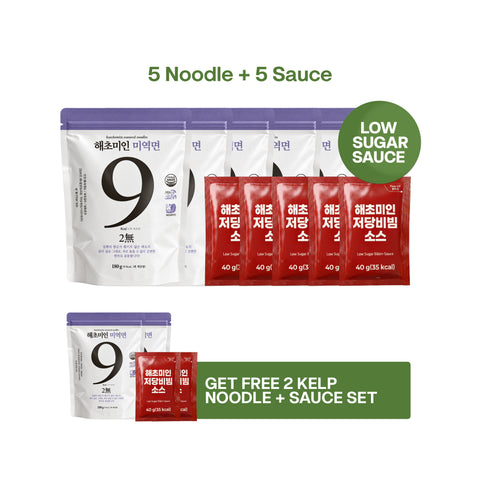 Haechomiin Seaweed 9kcal Noodles Set with Low Sugar 35kcal Bibim - 25kcal Soy Sauce