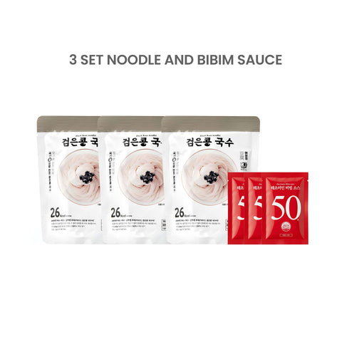 Haechomiin Black Bean Noodle Set with Bibim/Soba Sauce / 해초미인 검은콩국수