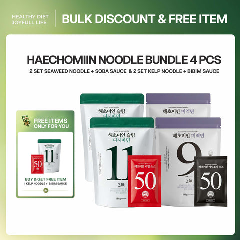 [BUY 4 GET 1 FREE] Korean Seaweed &amp; Kelp Noodle Set with Soba and Bibim Sauce