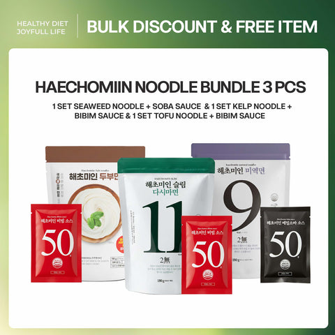 [TRY & SET] 3 Set Mixed Noodle Set: Haechomiin Seaweed + Kelp + Tofu Noodles