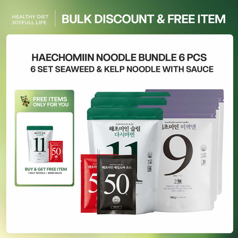 [BUY 6 GET 1 FREE] Korean Seaweed & Kelp Noodle Set with Soba and Bibim Sauce