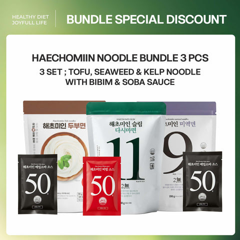 [TASTE &TRY] 3 Mixed Set Korean Seaweed, Kelp Noodle and Tofu noodle Set with Sauce