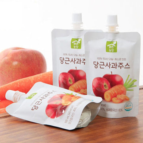 Clean Farm 100% Korean Carrot Apple Juice 100ml x 10 pcs / 맑은농장 100%국내산 당근 사과 주스