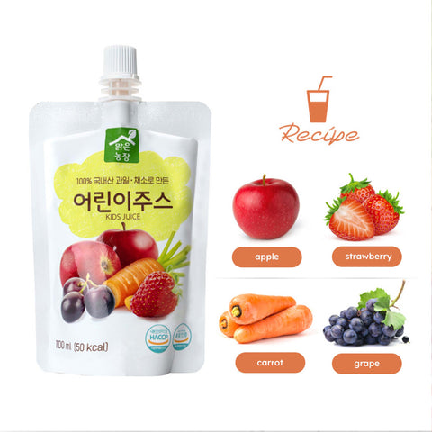 Clean Farm 100% Korean Kids Juice 100ml x 10 pcs / 맑은농장 어린이 주스