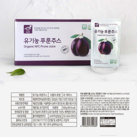 Korean 100% Organic Prune Juice 80ml x 30pcs / 유기농 푸룬주스