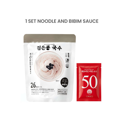 Haechomiin Black Bean Noodle Set with Bibim/Soba Sauce / 해초미인 검은콩국수