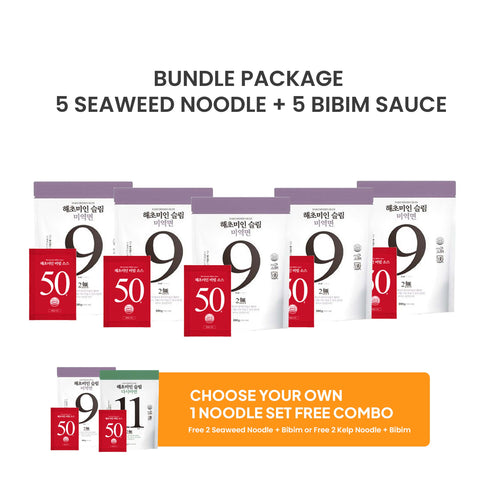 [BUY 5 GET 2 FREE] 해초미인 (Haecho Miin) Korean Kelp & Seaweed Noodles with Bibim Sauce