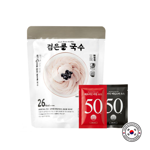 Haechomiin Black Bean Noodle Set with Bibim/Soba Sauce / 해초미인 검은콩국수