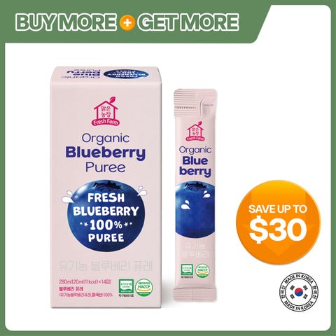 Organic Blueberry Puree 20ml x 14 Sticks Bundle – 100% Fresh Blueberry Fruit Puree
